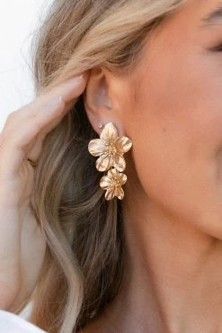 Alexa Flower Earrings - Gold -Dress Shop petal and pup usa accessories alexa flower earrings gold one size 32243518701745