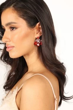 Andrina Statement Earrings - Wine