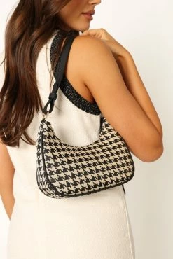 Angela Shoulder Bag - Black Houndstooth