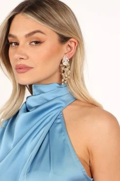 Annalise Pearl Earrings - Gold -Dress Shop petal and pup usa accessories annalise pearl earrings gold one size 33526120579249