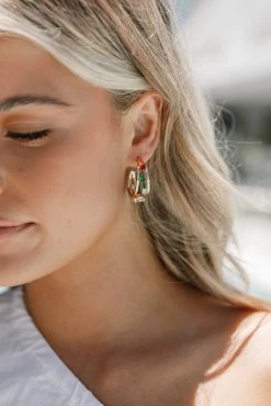 Antigoni Hoop Earrings - Gold/Multi -Dress Shop petal and pup usa accessories antigoni hoop earrings gold multi one size 32924865757361