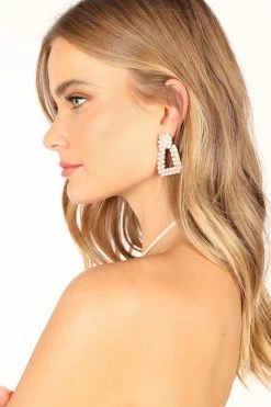 Ariel Earrings - Gold Pearl -Dress Shop petal and pup usa accessories ariel earrings gold pearl one size 33871081603249