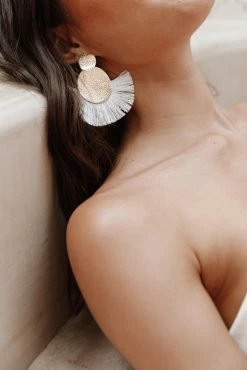 Bahati Tassel Earrings - Gold/White -Dress Shop petal and pup usa accessories bahati tassel earrings gold white one size 33210090062001