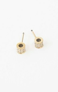Barrel Stone Earrings - Gold -Dress Shop petal and pup usa accessories barrel stone earrings gold os 32566581493937