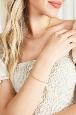 Chain Bracelet And Necklace Set- Gold