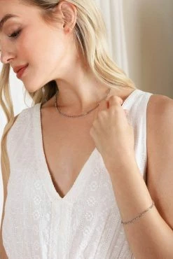 Chain Bracelet And Necklace Set - Silver