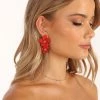 Claret Statement Earrings - Red