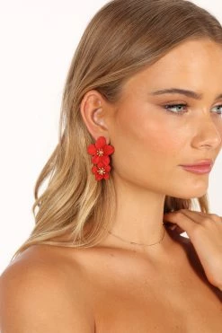 Claret Statement Earrings - Red -Dress Shop petal and pup usa accessories claret statement earrings red one size 33537646821553