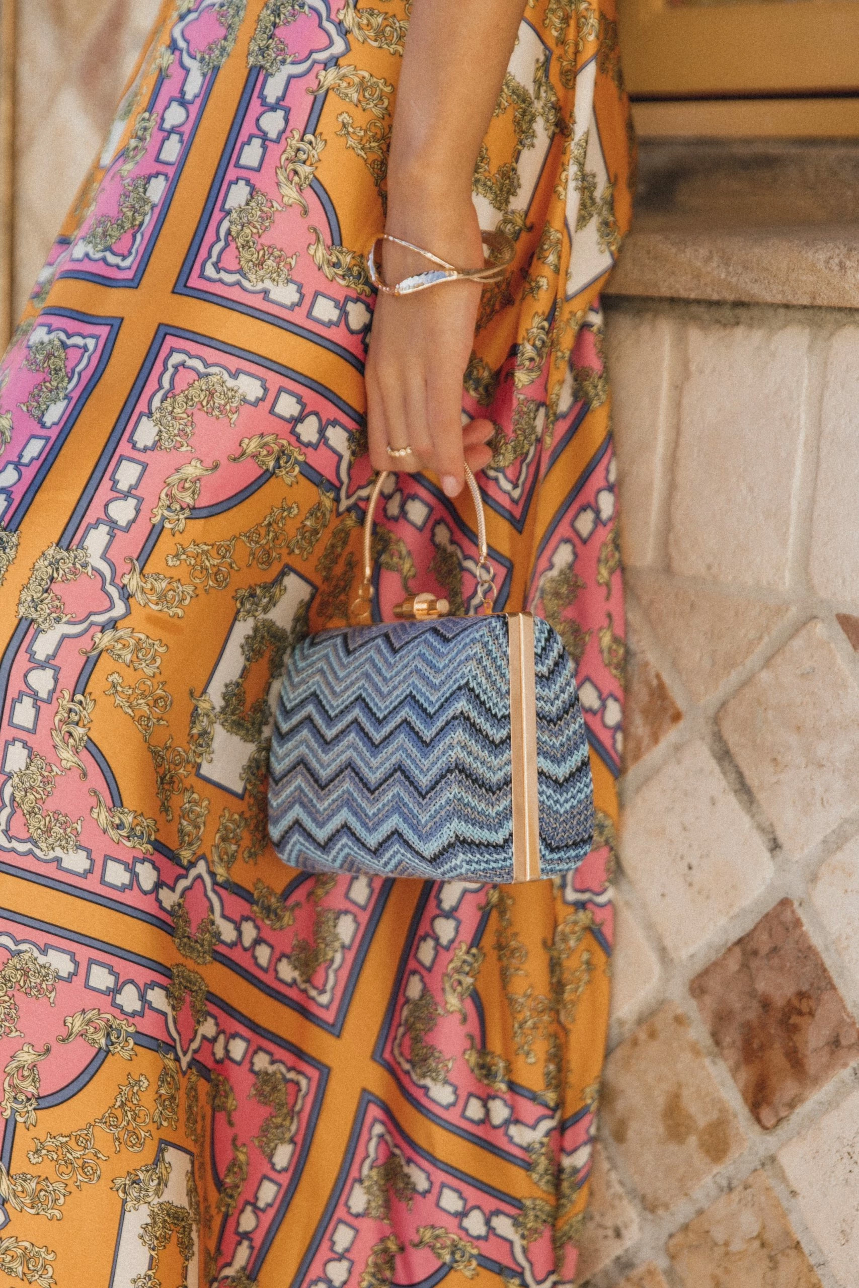 Claudia Clutch - Blue Chevron 2 Claudia Clutch - Blue Chevron - Image 2