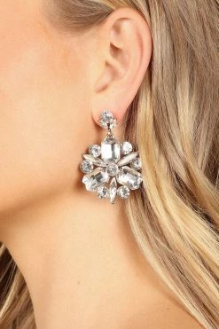 Cynthia Statement Earring - Silver -Dress Shop petal and pup usa accessories cynthia statement earring silver one size 32490337140913