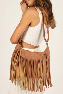 Dolly Fringe Shoulder Bag - Tan -Dress Shop petal and pup usa accessories dolly fringe shoulder bag tan one size 33351130906801