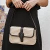 Dovie Straw Shoulder Bag - Natural/Black