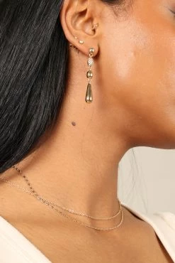 Dua Teardrop Statement Earrings - Gold