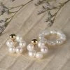 Earrings And Ring Set - Pearl