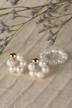 Earrings And Ring Set - Pearl
