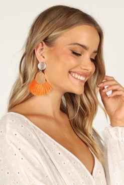 Eloise Tassel Earrings - Gold/Orange -Dress Shop petal and pup usa accessories eloise tassel earrings gold orange one size 33199391211697