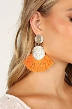 Eloise Tassel Earrings - Gold/Orange -Dress Shop petal and pup usa accessories eloise tassel earrings gold orange one size 33199391244465