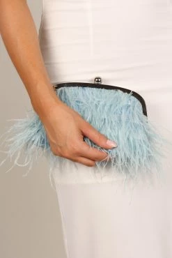 Evelyn Feather Bag - Blue -Dress Shop petal and pup usa accessories evelyn feather bag blue one size 32924867821745