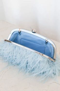 Evelyn Feather Bag - Blue -Dress Shop petal and pup usa accessories evelyn feather bag blue one size 32924867920049