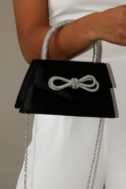 Flicka Rhinestone Bow Bag - Black Satin 6 Flicka Rhinestone Bow Bag - Black Satin -Dress Shop petal and pup usa accessories flicka rhinestone bow bag black satin one size 33077776253105
