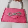 Flicka Rhinestone Bow Bag - Pink Satin