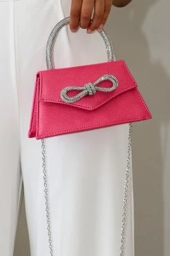 Flicka Rhinestone Bow Bag - Pink Satin 5 Flicka Rhinestone Bow Bag - Pink Satin -Dress Shop petal and pup usa accessories flicka rhinestone bow bag pink satin one size 33062075269297
