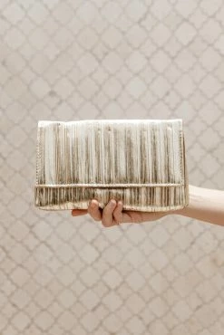 Gemma Ruched Clutch - Gold -Dress Shop petal and pup usa accessories gemma ruched clutch gold one size 33210166640817