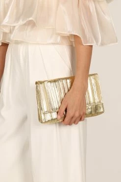 Gemma Ruched Clutch - Gold -Dress Shop petal and pup usa accessories gemma ruched clutch gold one size 33210166673585