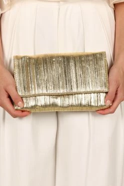 Gemma Ruched Clutch - Gold -Dress Shop petal and pup usa accessories gemma ruched clutch gold one size 33210166706353