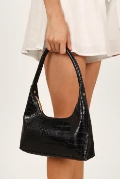 Hunter Shoulder Bag - Black Croc -Dress Shop petal and pup usa accessories hunter shoulder bag black croc one size 33245962207409