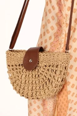 Isle Straw Crossbody Bag - Natural -Dress Shop petal and pup usa accessories isle straw crossbody bag natural one size 33612356649137