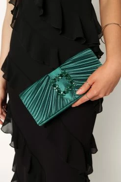 Judah Pleated Clutch - Emerald