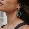 Meygan Tear Drop Statement Earring - Green
