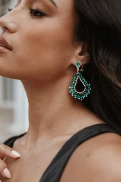 Meygan Tear Drop Statement Earring - Green