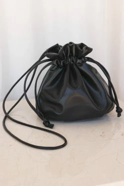 Poppy Drawstring Bag - Black -Dress Shop petal and pup usa accessories poppy drawstring bag black one size 32924873457841