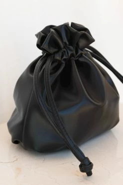 Poppy Drawstring Bag - Black -Dress Shop petal and pup usa accessories poppy drawstring bag black one size 32924873523377