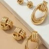 Metal Knot Hoop Earrings 3 Pack Set - Gold