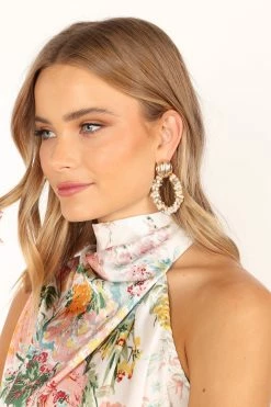Rae Earrings - Gold Pearl -Dress Shop petal and pup usa accessories rae earrings gold pearl one size 33836351979697