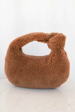 Riley Faux Shearling Bag - Tan -Dress Shop petal and pup usa accessories riley faux shearling bag tan one size 32924871852209