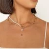 Ryker Layered Necklace - Gold Pearl