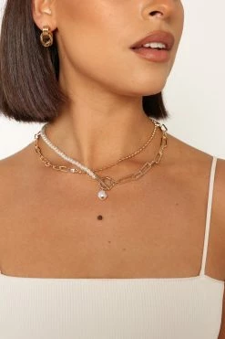 Ryker Layered Necklace - Gold Pearl