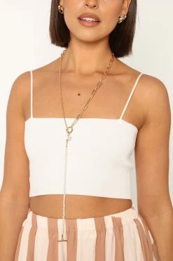 Ryker Layered Necklace - Gold Pearl -Dress Shop petal and pup usa accessories ryker layered necklace gold pearl one size 33871072329905