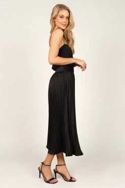 Anderson Pleat Midi Skirt - Black -Dress Shop petal and pup usa bottoms anderson pleat midi skirt black 33246475059377