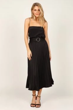 Anderson Pleat Midi Skirt - Black