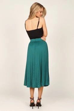 Anderson Pleat Midi Skirt - Hunter Green -Dress Shop petal and pup usa bottoms anderson pleat midi skirt hunter green 33246472405169