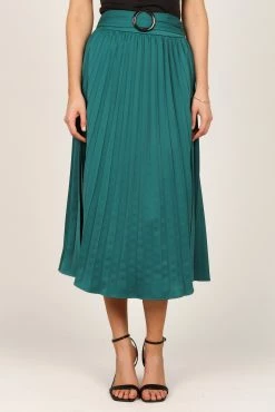 Anderson Pleat Midi Skirt - Hunter Green -Dress Shop petal and pup usa bottoms anderson pleat midi skirt hunter green 33246472437937