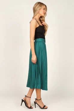 Anderson Pleat Midi Skirt - Hunter Green -Dress Shop petal and pup usa bottoms anderson pleat midi skirt hunter green 33246472536241