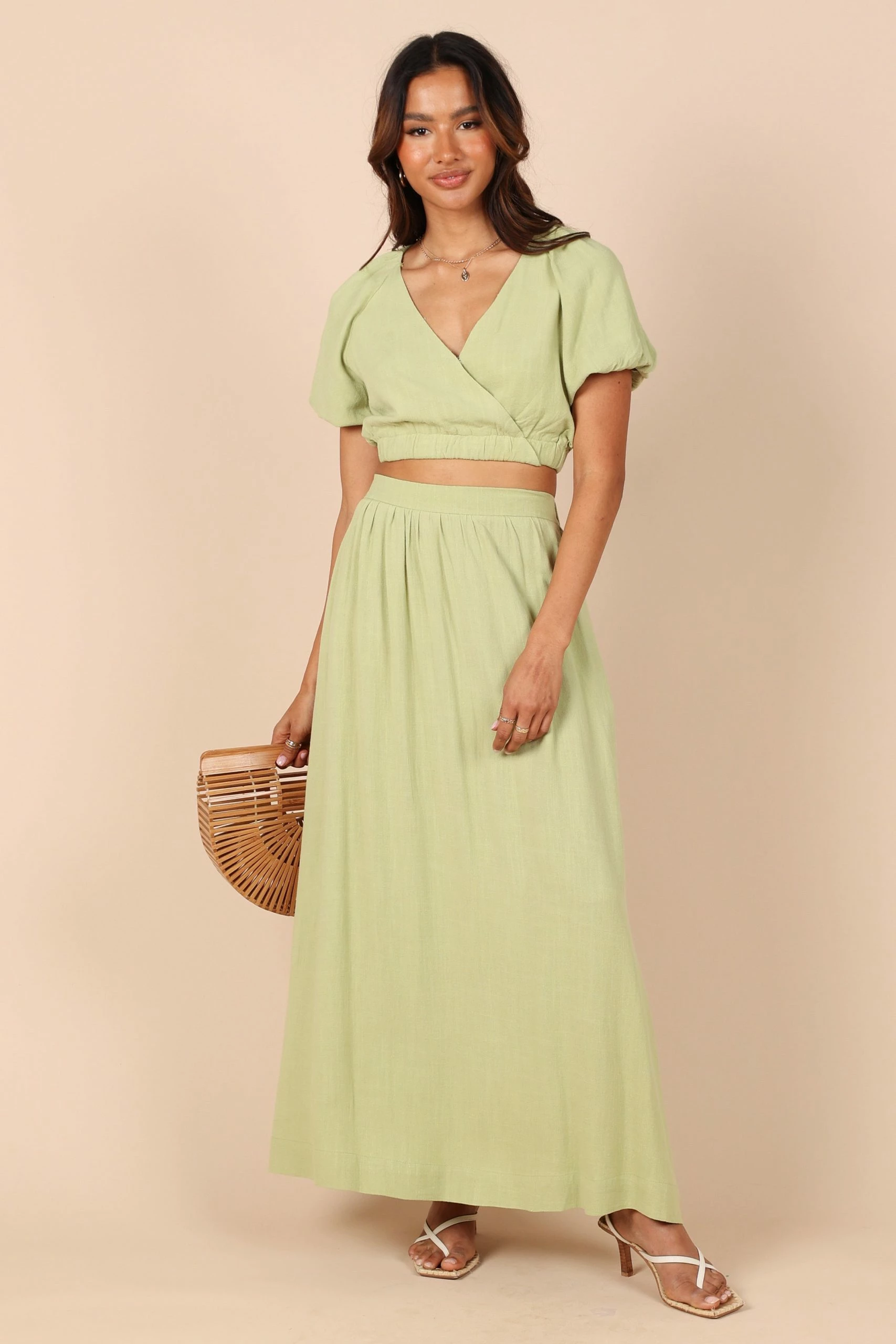 Cecily High Waisted Maxi Skirt - Sage 3 Cecily High Waisted Maxi Skirt - Sage - Image 3