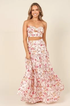 Hydra Maxi Skirt - White Floral -Dress Shop petal and pup usa bottoms hydra maxi skirt white floral 32041033990321
