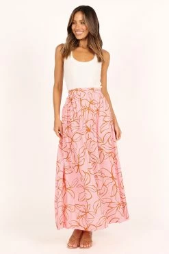 Kasey High Waisted Maxi Skirt - Pink -Dress Shop petal and pup usa bottoms kasey high waisted maxi skirt pink 33378497822897